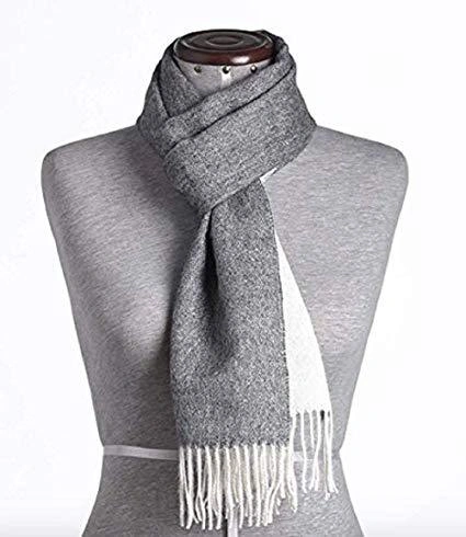 Cozy Cloud: 100% Baby Alpaca Scarf - Grey & White Dream. Soft Luxury.